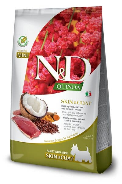 Farmina N&D Quinoa Dog Skin&Coat Anatra Cocco E Curcuma Per Cani Adulti Taglia Mini Sacco 2,5kg-2