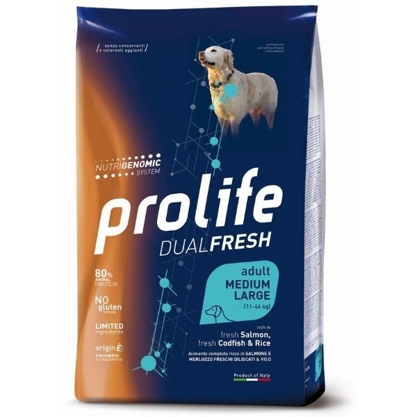 Prolife Dog Dual Fresh Adult Medium/Large Salmon Codfish & Rice 2,5Kg-1