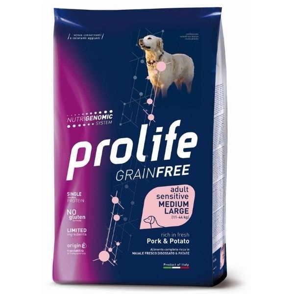 Prolife Grain Free Adult Sensitive Pork & Potato Cibo Secco Per Cani Taglia Media/Grande Sacco 2,5 Kg-1