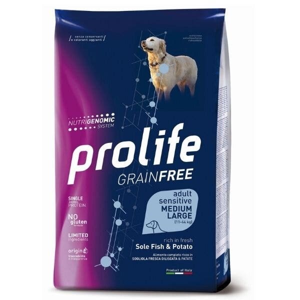 Prolife Grain Free Adult Sensitive Sole Fish & Potato Cibo Secco Per Cani Taglia Media/Grande Sacco 2,5 Kg-2