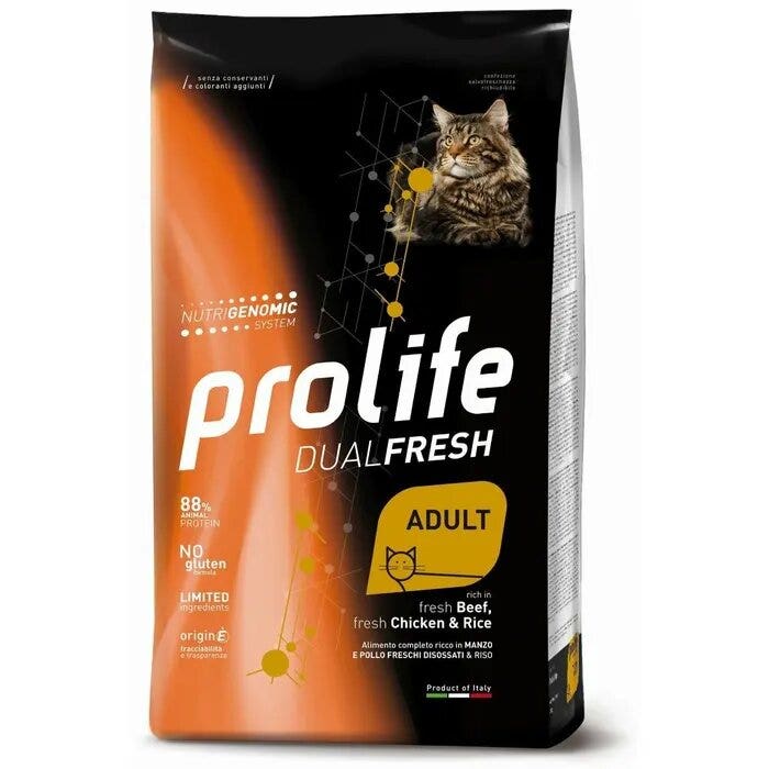 Prolife Cat Dual Fresh Adult Cibo Secco Per Gatti Adulti Beef Chicken Rice Sacco 1,5Kg-1