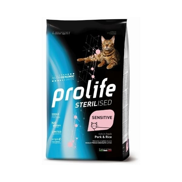 Prolife Sterilised Maiale Fresco Disossato E Riso Cibo Secco Per Gatti Adulti Sacco 7kg-1