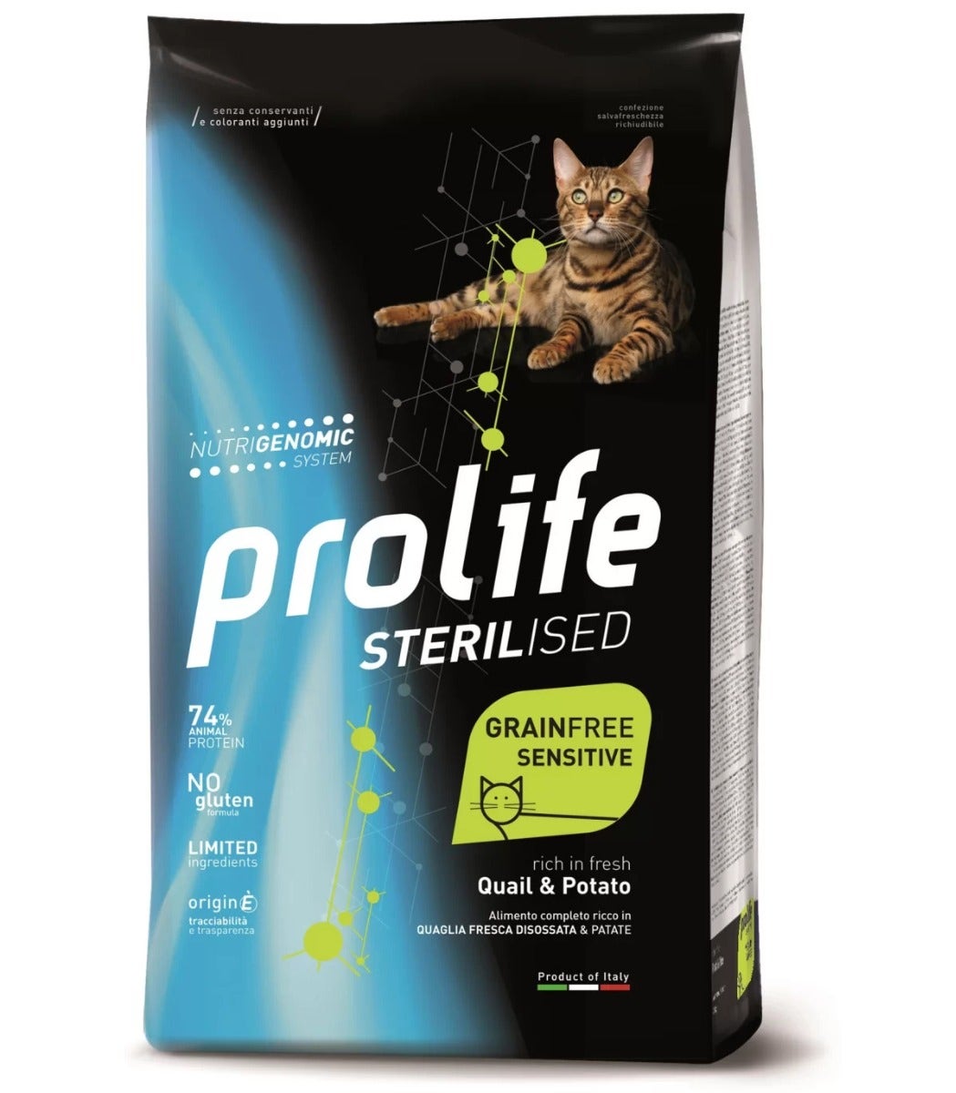 Prolife Sterilised Quaglia E Patate Cibo Secco Per Gatti Adulti Sacco 7kg-1