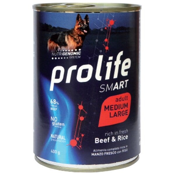 Prolife Smart Manzo Fresco Con Riso Cibo Umido Per Cani Adulti Taglia Media/Grande Lattina 400g-2
