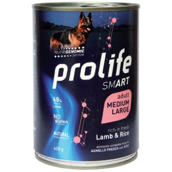 Prolife Smart Agnello Fresco Con Riso Cibo Umido Per Cani Adulti Taglia Media/Grande Lattina 400g-2