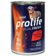 Prolife Dual Fresh Manzo E Oca Freschi Cibo Umido Per Cani Adulti Taglia Media/Grande Lattina 400g-1