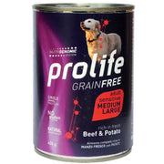 Prolife Grain Free Manzo Fresco Con Patate Cibo Umido Per Cani Adulti Taglia Media/Grande Lattina 800g-1