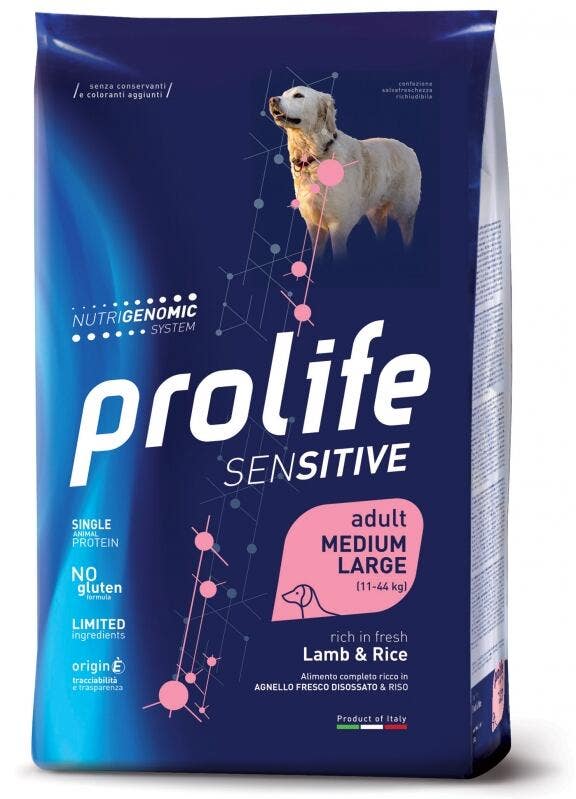 Prolife Dog Sensitive Lamb & Rice Cibo Secco Per Cani Adulti Taglia Media/Grande Sacco 10 kg-1