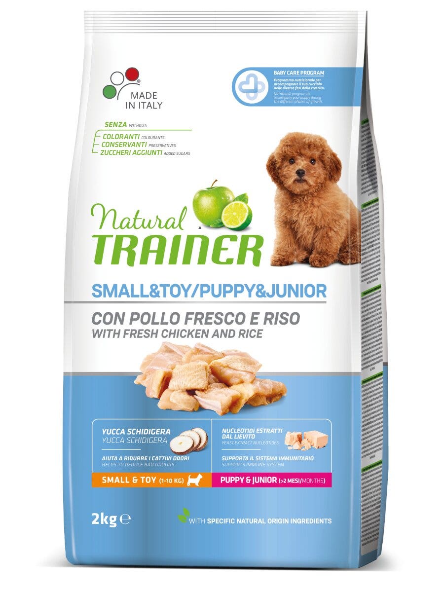 Natural Trainer Crocchette Pollo Fresco Per Cuccioli Taglia Piccola Sacco 2kg-3