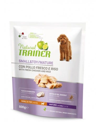 Natural Trainer Crocchette Con Pollo Fresco Per Cani Anziani Taglia Piccola Sacco 800g-1