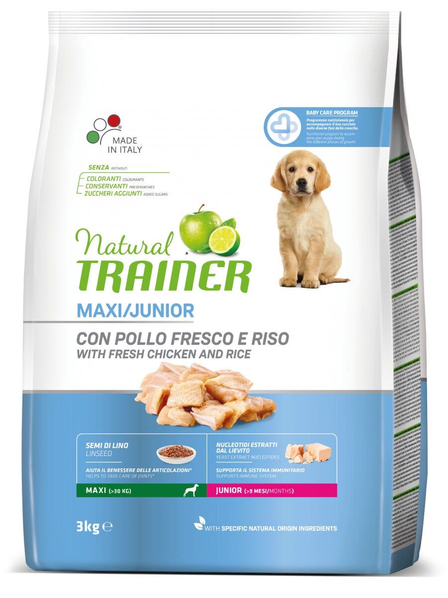 Natural Trainer Crocchette Pollo Fresco Per Cuccioli Taglia Grande <8 Mesi Sacco 3kg-3