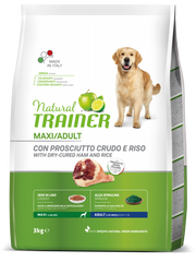 Natural Trainer Crocchette Prosciutto Crudo/Riso Per Cani Adulti Taglia Grande Sacco 3kg-2