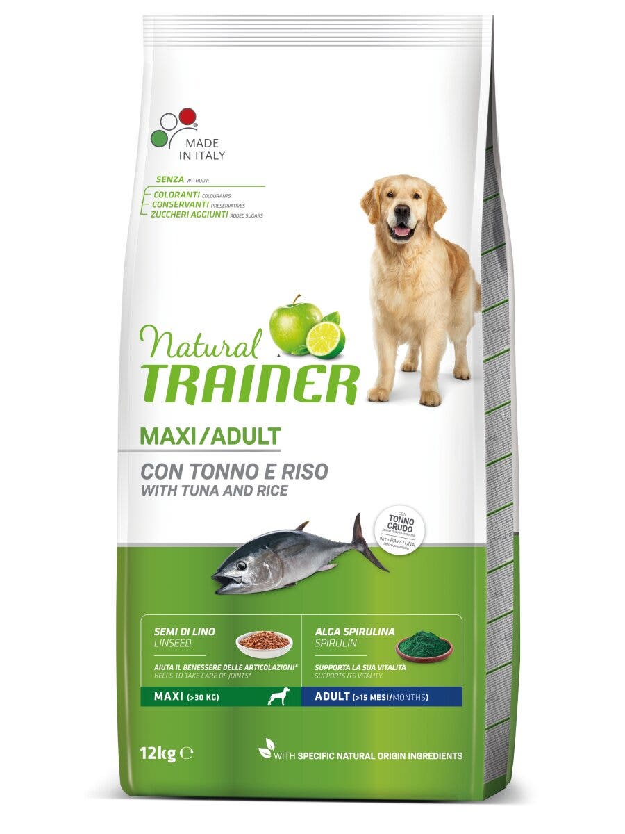 Natural Trainer Crocchette Tonno/Riso/Alga Spirulina Per Cani Taglia Grande Sacco 12kg-3