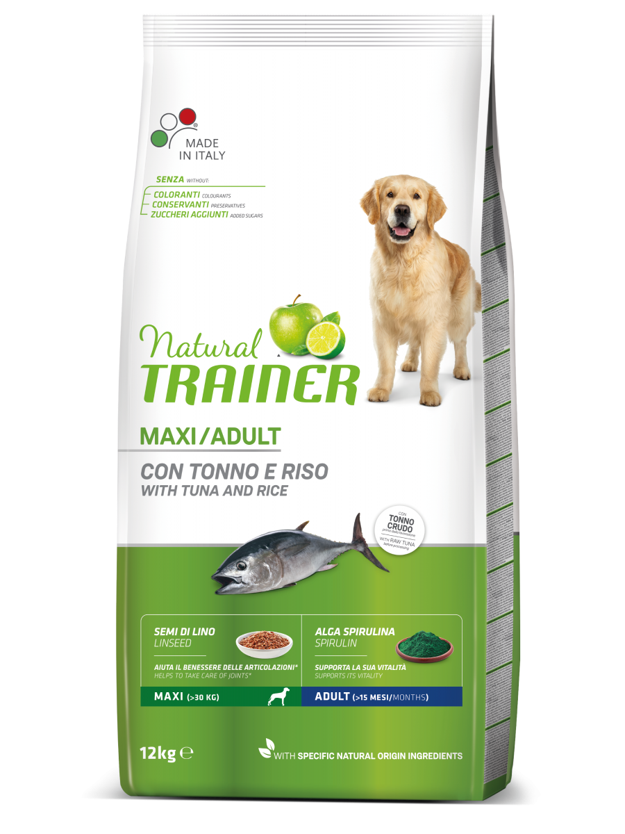 Natural Trainer Crocchette Tonno/Riso/Alga Spirulina Per Cani Taglia Grande Sacco 3kg-2