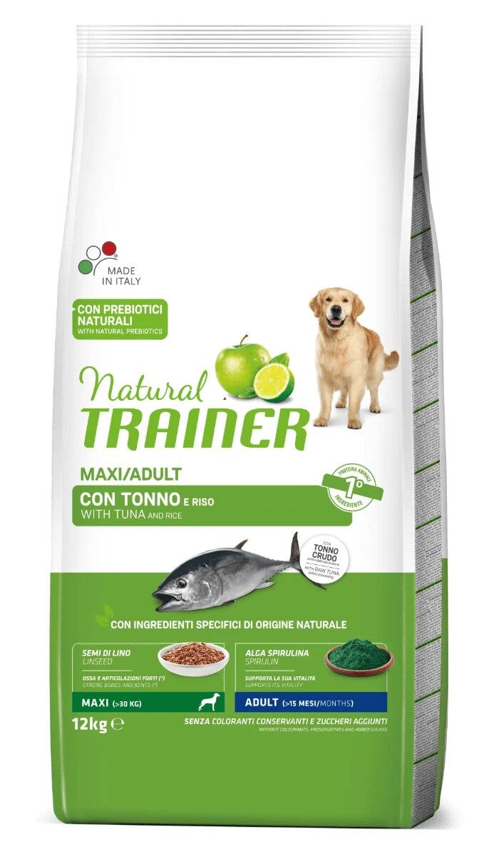 Natural Trainer Crocchette Tonno/Riso Per Cani Adulti Taglia Grande Sacco 12 Kg-2