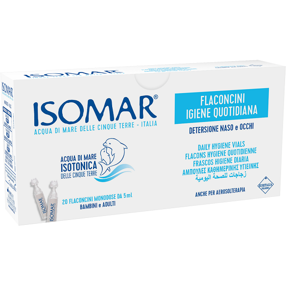 Isomar Soluzione Isotonica Acqua Mare Igiene Quotidiana 20 Flaconcini Monodose 5ml-1