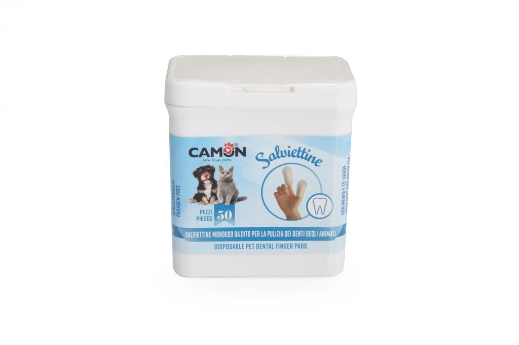 Camon Salviettine Monouso Da Dito Per Pulizia Denti Per Cani E Gatti 50 Pezzi-1