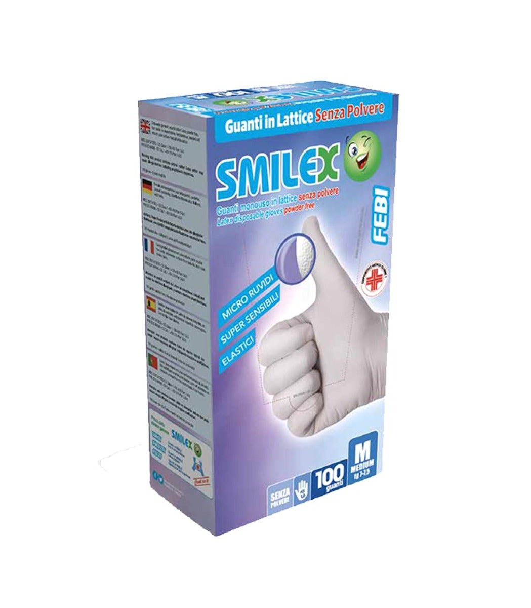 Smilex Febi Lattice Guanto Monouso Talcato 1,0 Taglia M 100 Pezzi-1
