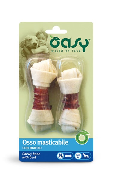 Oasy Snack per Cani Osso Masticabile con Manzo Taglia M 54g-1
