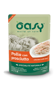 Oasy Wet Cat Pollo Con Prosciutto Cibo Umido Naturale Gatti Adulti Lattina 70g-4