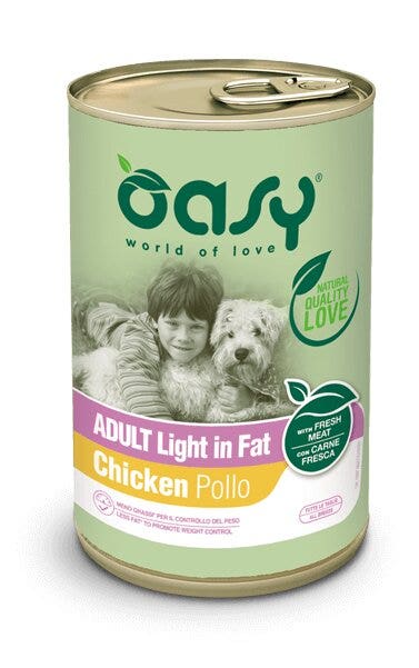 Oasy Wet Dog Lifestage Patè Pollo Cibo Umido Cani Adulti in Sovrappeso Lattina 400g-1
