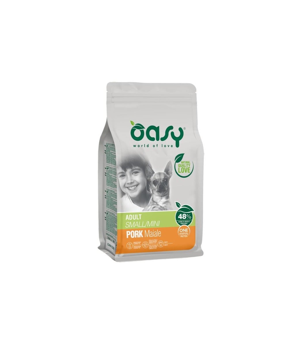 Oasy Adult One Protein Crocchette al Maiale Per Cani Taglia Piccola Sacco 2,5 Kg-1