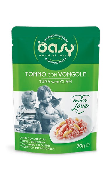 Oasy Wet Cat More Love Tonno Con Vongole Cibo Umido Per Gatti Adulti 70g-1