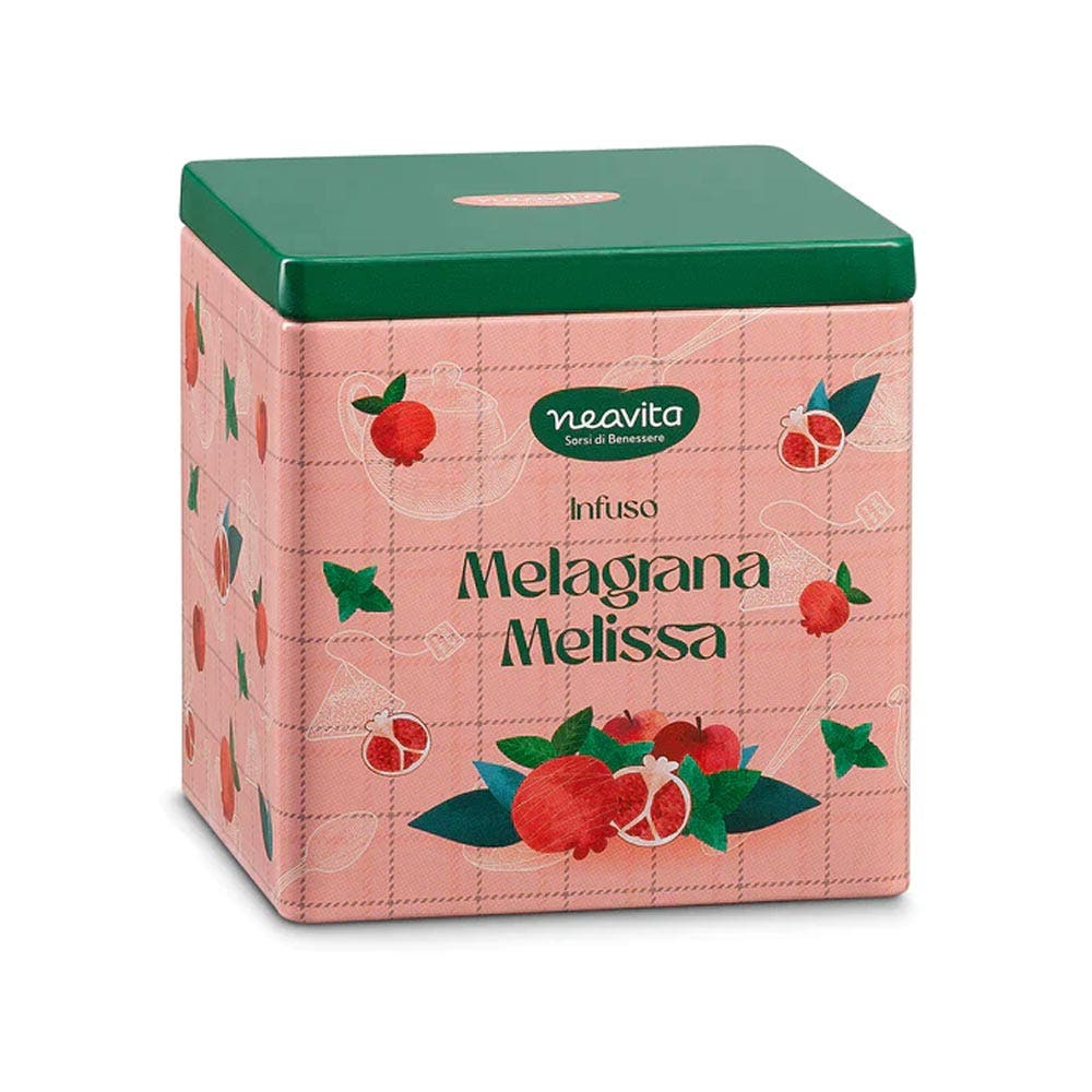 Neavita Infuso Melagrana E Melissa Bio 10 Filtroscrigno In Square Tin Happy Fruits Rosa-1
