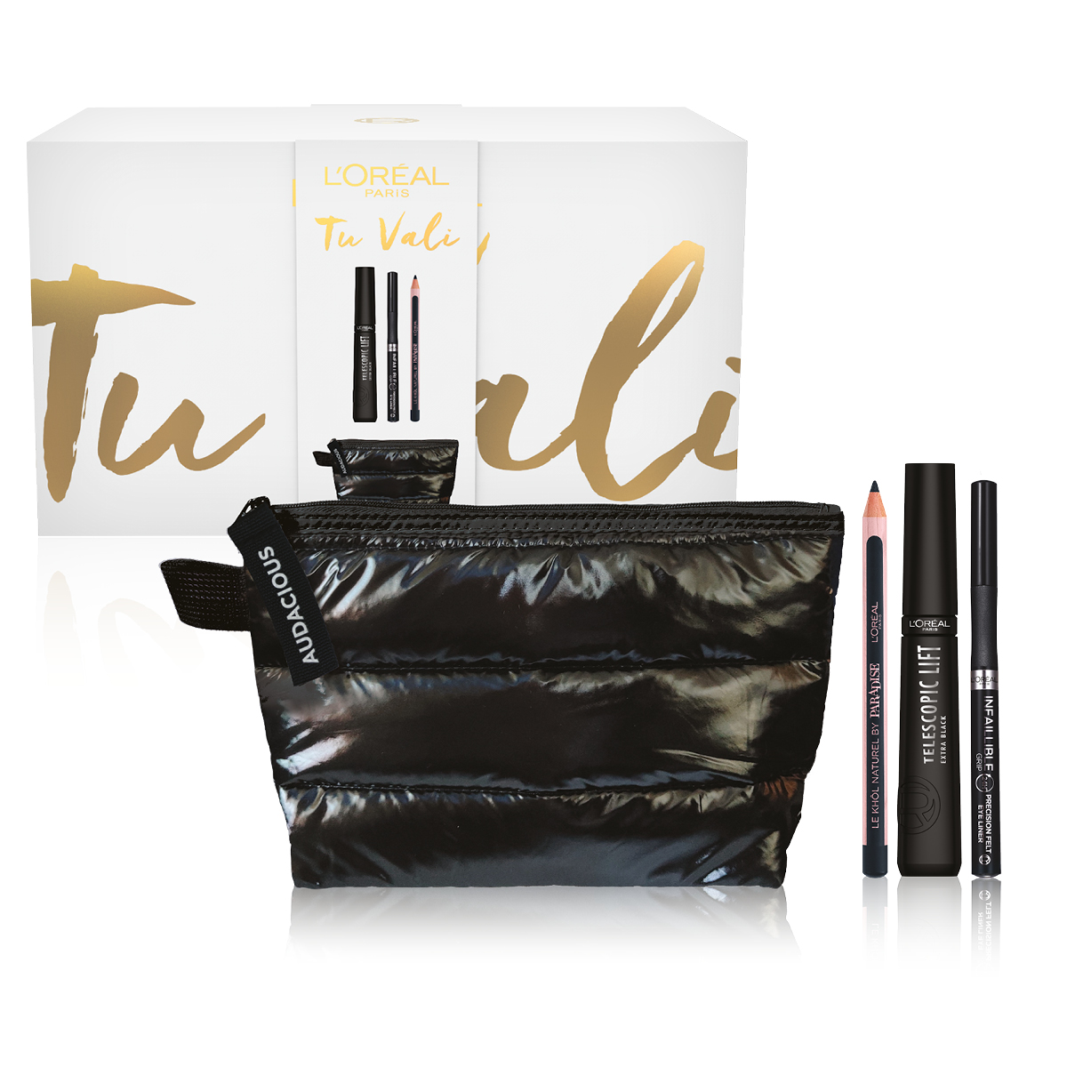 L'Oréal Paris Self Confidence Box Mascara+Eyeliner+Matita Occhi+Beauty Piumino-1