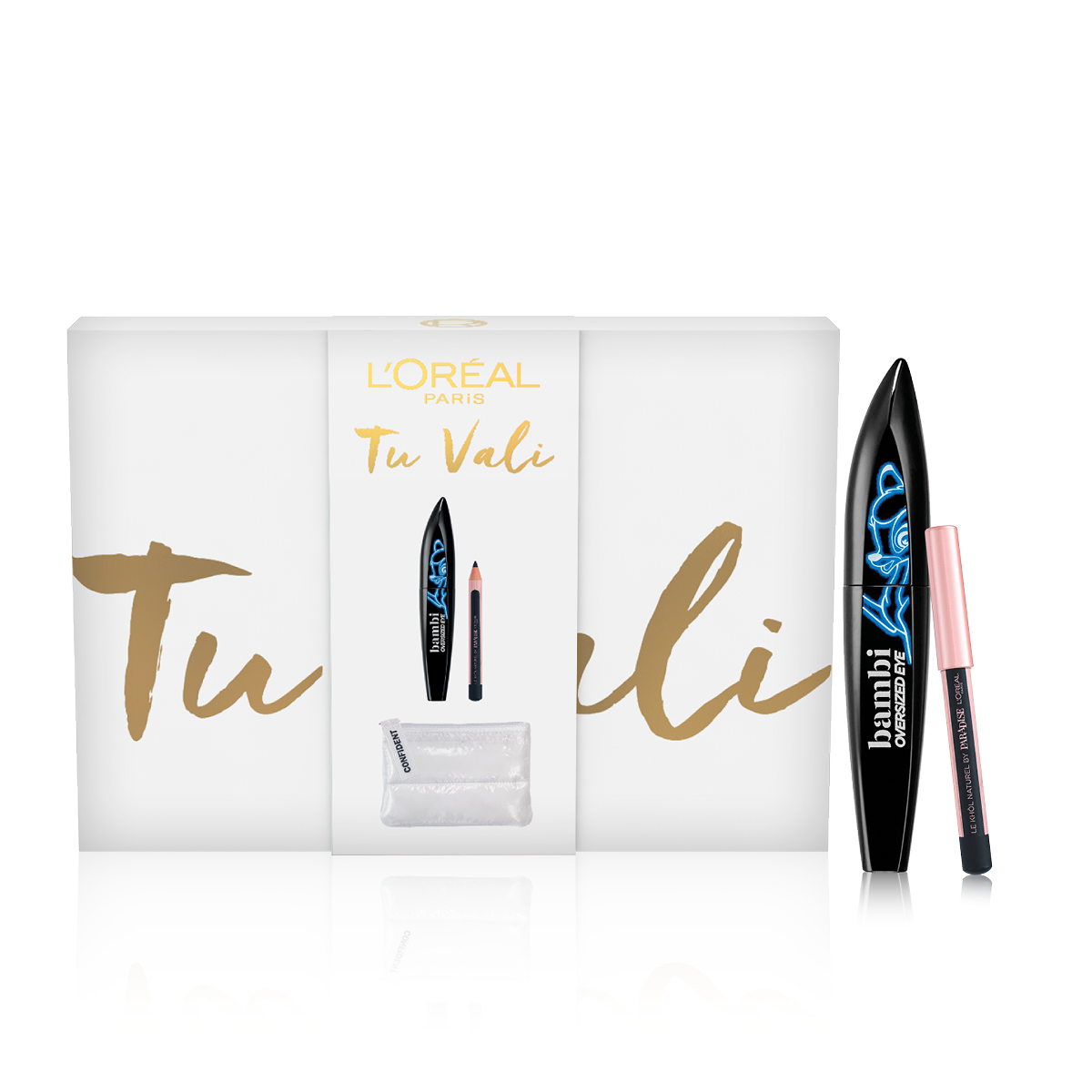 L'Oréal Paris Self Confidence Box Pochette Bianca Mascara Bambi Extra-nero+Mini Crayon-1