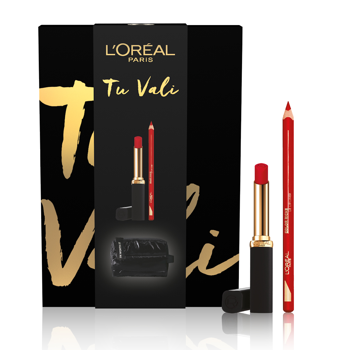 L'Oréal Paris Self Confidence Box Mini Beauty Nero Kit Lips + Rossetto + Matita Labbra-1