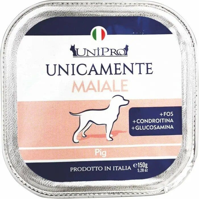 Unipro Unicamente Maiale Cibo Umido Cani Adulti Vaschetta 150g-1