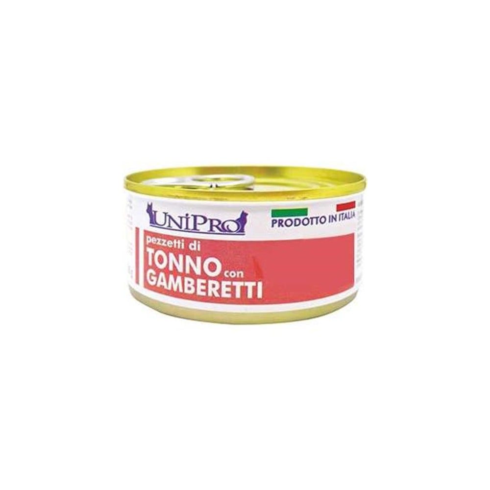 Unipro Pezzetti Di Tonno Con Gamberetti Cibo Umido Per Gatti Adulti Scatoletta 85g-1