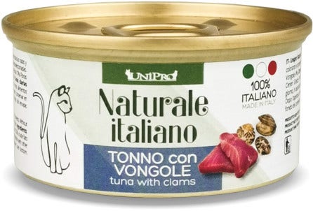 Unipro Naturale Italiano Cibo Umido Tonno Con Vongole Per Gatti Adulti Scatoletta 85g-1