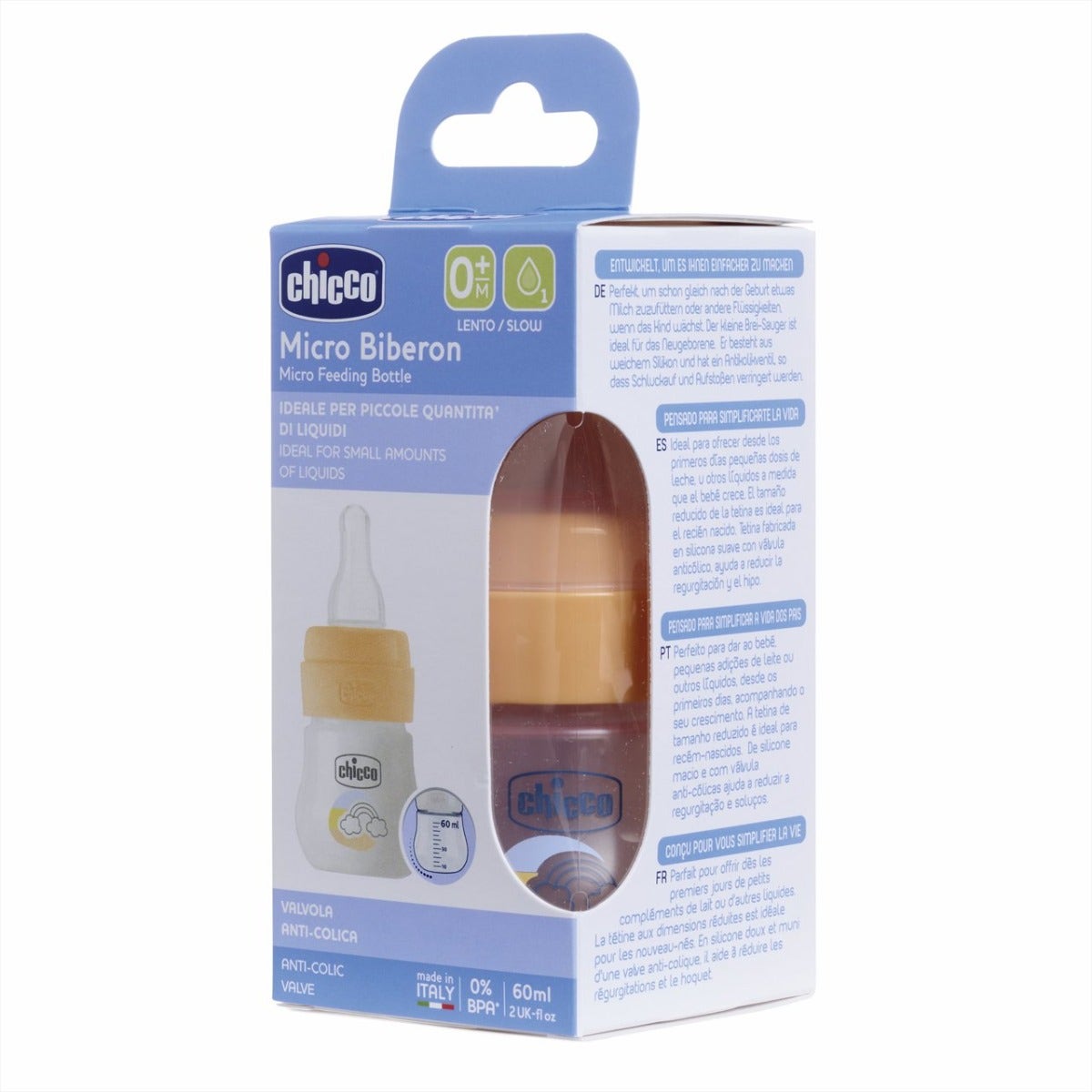 Chicco Micro Biberon Silicone Con Valvola Anticolica 60ml 0Mesi+-4