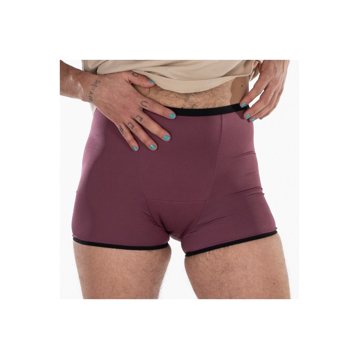 Fluyda Boxer Linea Basic Mutandina Assorbente Nero/Vinaccia Taglia M-1