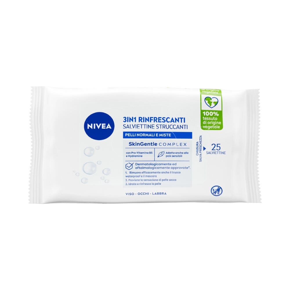 Nivea Salviettine Struccanti 3in1 Rinfrescanti Salviette Struccanti Pelli Normali E Miste 25 Pezzi-5