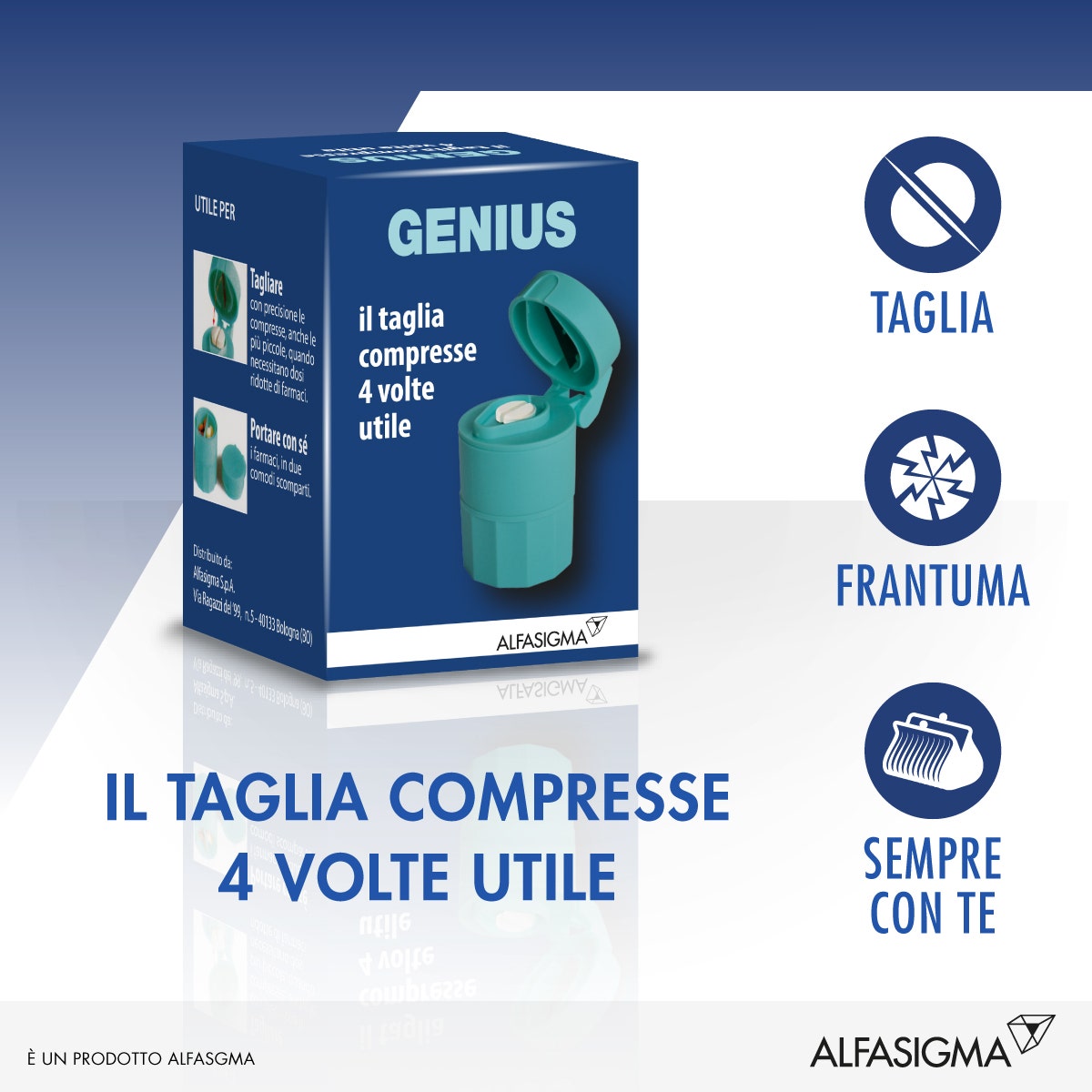 Genius Taglia Porta Frantuma Pillole 1 Pezzo   - 2