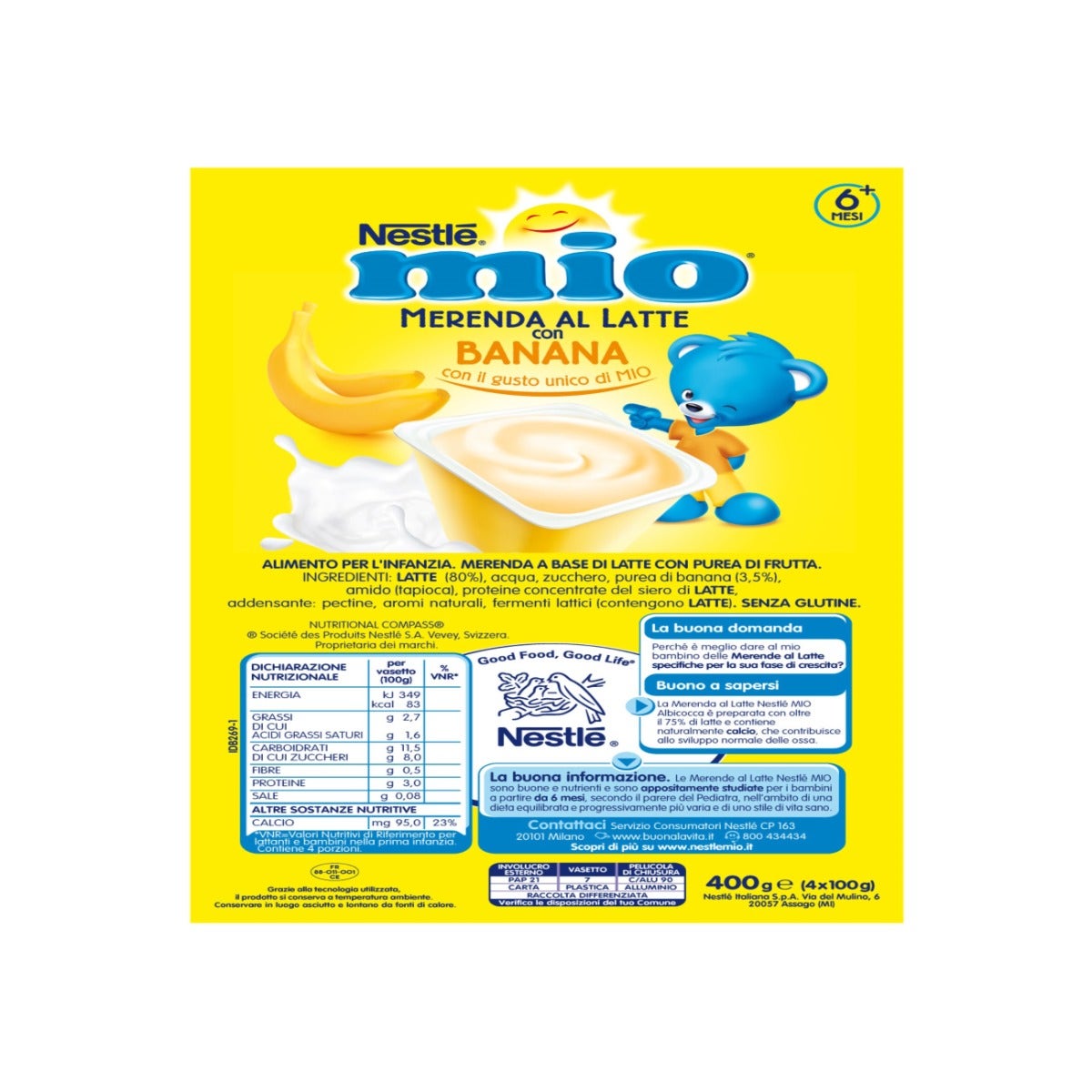 Nestlè Mio Merenda Al Latte Banana 4 Vasetti da 100g-4