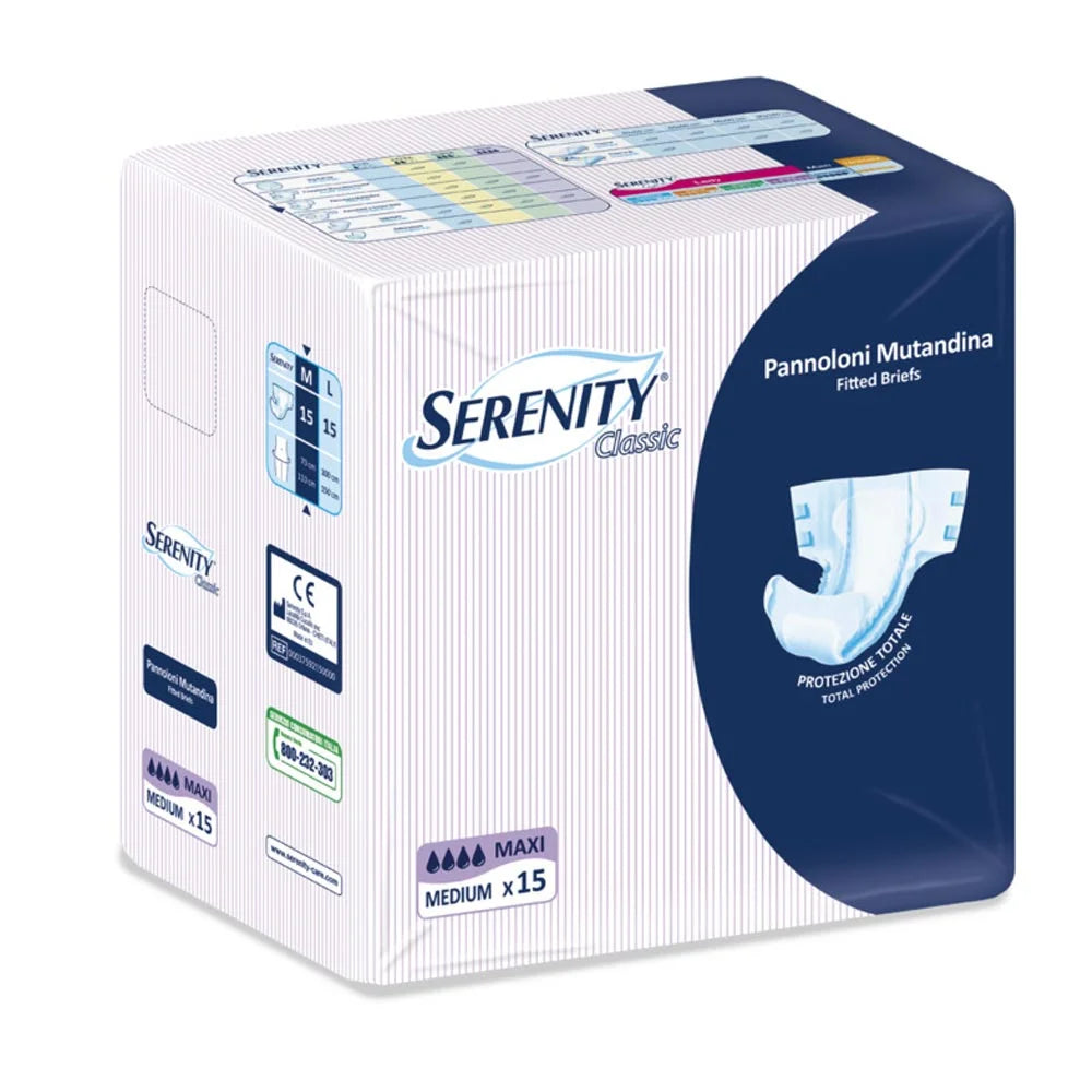 Serenity Classic Pannolone Incontinenza Mutandina Maxi Taglia Media 15 Pezzi