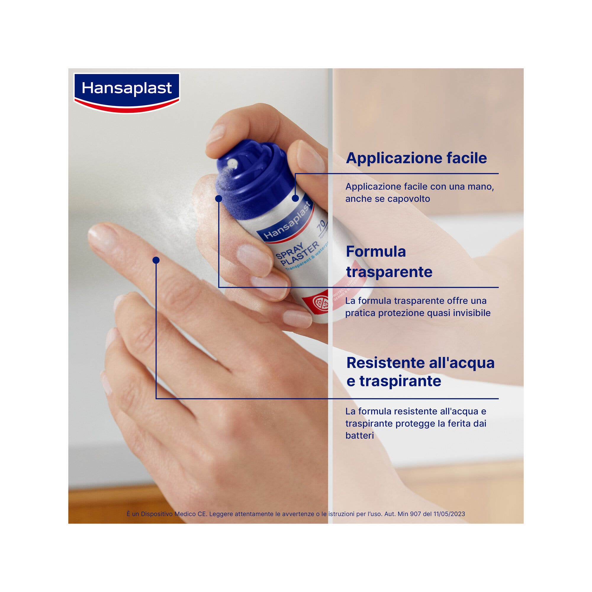 Hansaplast Cerotto Spray Protezione Trasparente Cerotti Impermeabili E Protettivi Spray  32,5ml-3
