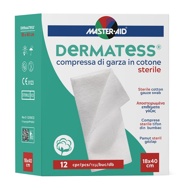 Master-Aid Garza Compressa Dermatess Cotone 18x40cm 12 Pezzi