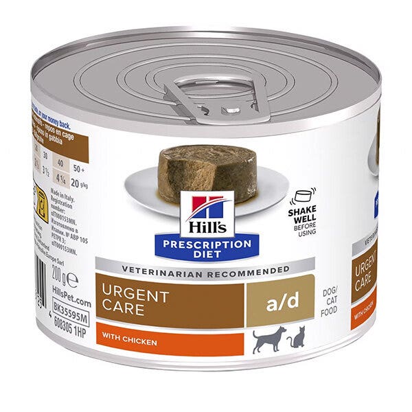 Hill's Pet Prescription Diet A/D Urgent Care con Pollo Cibo Umido Cane Gatto 200g-1