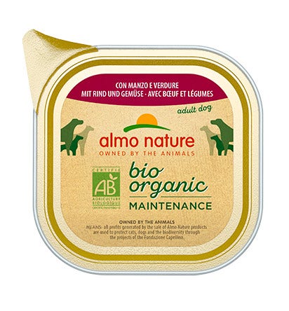 Almo Nature Bio Organic Maintenance Manzo Verdure Cibo Umido Cani Adulti Vaschetta 300g-2