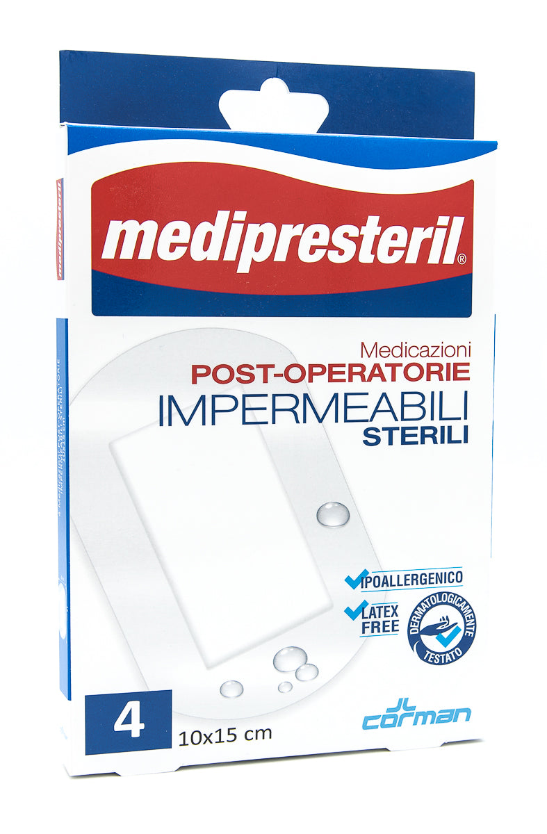 Medipresteril Medicazione Post Operatoria Impermeabile Sterile 10x15cm 4 Pezzi