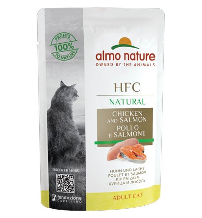 Almo Nature HFC Natural Gusto Pollo&Salmone Cibo Umido Gatti Adulti Busta 55g-2