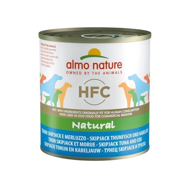 Almo Nature HFC Natural Tonno Skipjack e Merluzzo Alimento Umido Per Cani Adulti 290g-1