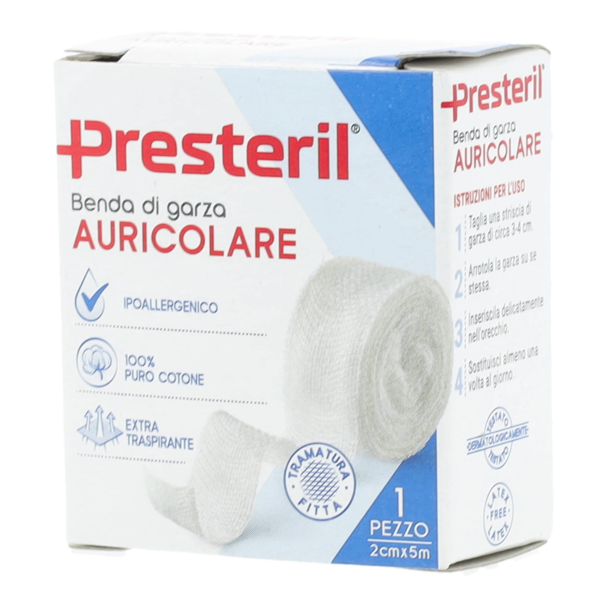Medipresteril  Benda Auricolare Garza 12/8 2x500cm