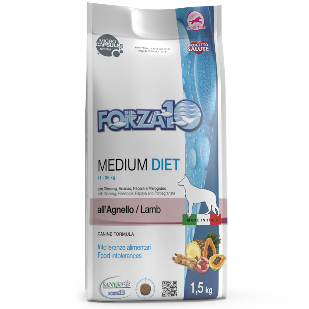 Forza10 Medium Diet Crocchette All'Agnello Cani Adulti Taglia Media Sacco 1,5kg-2