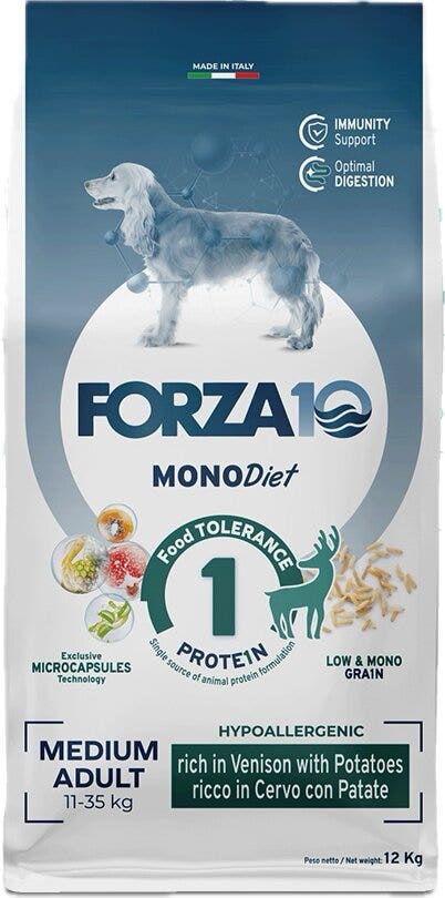 Forza10 Medium Diet Crocchette Al Cervo Con Patate Cani Adulti Taglia Media Sacco 12kg-1